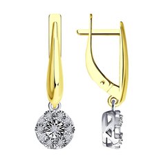Серьги из комбинированного золота Diamant 53-221-01315-1, бриллиант