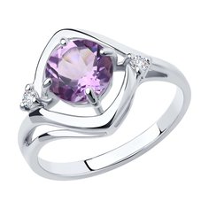 Кольцо из серебра р. 19,5 Diamant 94-310-00603-2, фианит/аметист