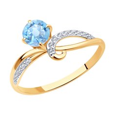 Кольцо из красного золота р. 16 Diamant 51-310-01503-1, фианит/топаз