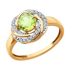 Кольцо из красного золота р. 18,5 Diamant 51-310-02281-3, фианит/хризолит