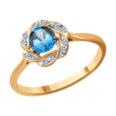 Кольцо из красного золота р. 19 Diamant 51-310-01746-2, фианит/топаз