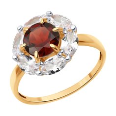 Кольцо из красного золота р. 18,5 Diamant 51-310-02100-2, фианит/гранат