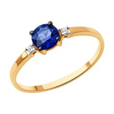 Кольцо из красного золота р. 17,5 Diamant 51-210-02297-1, бриллиант/сапфир