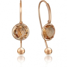 Серьги из красного золота PLATINA jewelry 02-4414-00-206-1110-46, цитрин