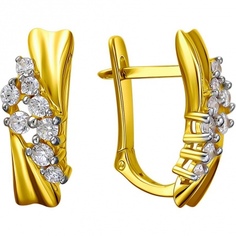 Серьги из желтого золота Эстет 01С1312207Р, фианит