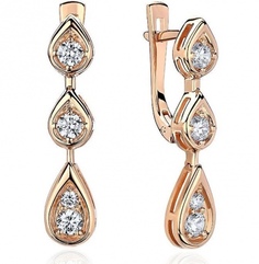 Серьги из красного золота Эстет 01С1113806, фианит