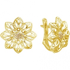 Серьги из желтого золота Эстет 01С2311557-2, фианит