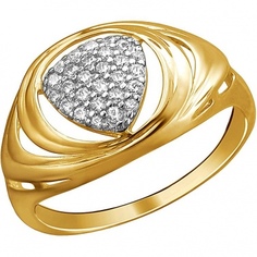 Кольцо из желтого золота р. 17 Эстет 01К1312907Р, фианит