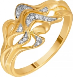 Кольцо из желтого золота р. 18 Джей Ви R30111_KO_YG, бриллиант