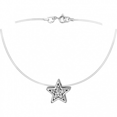 Колье из серебра 38 см Эстет 01Л151706, фианит