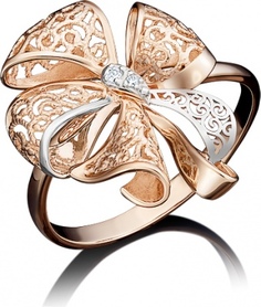 Кольцо из красного золота р. 18,5 PLATINA jewelry 01-5036-00-401-1110-48, фианит