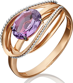 Кольцо из комбинированного золота р. 19 PLATINA jewelry 01-5390-00-203-1111-57, аметист