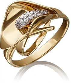 Кольцо из желтого золота р. 18,5 PLATINA jewelry 01-5227-00-401-1130-23, фианит