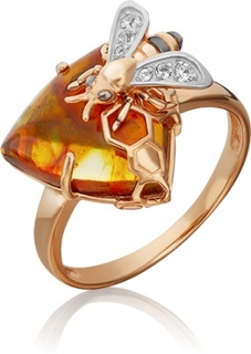 Кольцо из красного золота р. 16,5 PLATINA jewelry 01-5456-00-733-1110-57, топаз