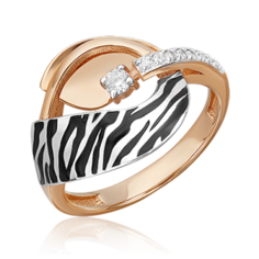 Кольцо из комбинированного золота р. 19,5 PLATINA jewelry 01-5715-00-401-1111, эмаль
