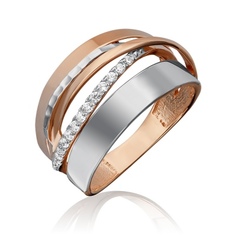 Кольцо из комбинированного золота р. 18,5 PLATINA jewelry 01-5239-00-401-1111-42, фианит