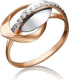 Кольцо из комбинированного золота р. 18,5 PLATINA jewelry 01-5271-00-401-1111-23, фианит