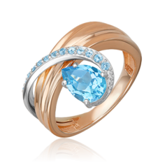Кольцо из комбинированного золота р. 16 PLATINA jewelry 01-5708-00-201-1111, топаз