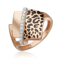 Кольцо из красного золота р. 18 PLATINA jewelry 01-5713-00-401-1110, эмаль