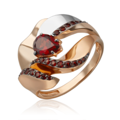 Кольцо из комбинированного золота р. 19 PLATINA jewelry 01-5711-00-204-1111, гранат
