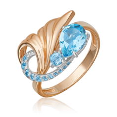 Кольцо из комбинированного золота р. 18 PLATINA jewelry 01-5706-00-201-1111, топаз