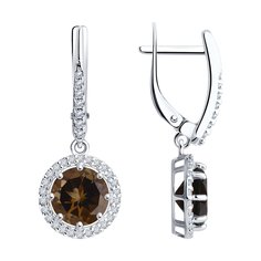 Серьги подвески из серебра Diamant 94-321-02052-4, фианит/раухтопаз