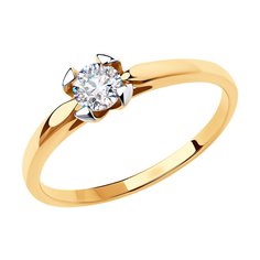 Кольцо помолвочное из красного золота р. 16,5 Diamant 31-110-00793-1, фианит