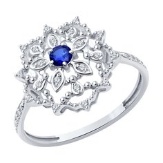 Кольцо из белого золота р. 17,5 Diamant 52-210-02318-1, бриллиант/сапфир