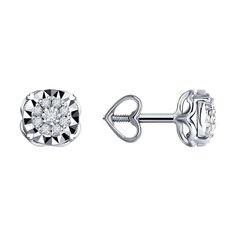 Серьги пусеты из белого золота Diamant 52-222-02153-1, бриллиант