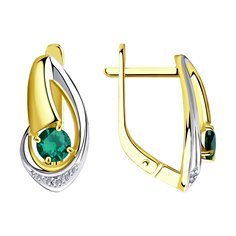 Серьги из желтого золота Diamant 53-220-00540-2, бриллиант/изумруд