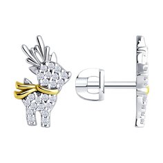 Серьги пусеты из серебра SOKOLOV 94026673, фианит