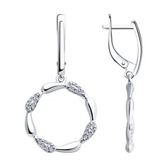 Серьги подвески из серебра Diamant 94-121-02004-1, фианит