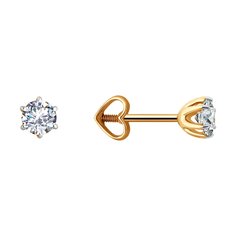 Серьги пусеты из красного золота Diamant 31-122-01002-2, фианит