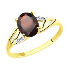 Кольцо из желтого золота р. 18 Diamant 53-310-00219-2, фианит/гранат