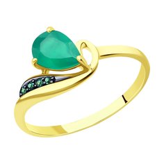 Кольцо из желтого золота р. 18 Diamant 53-310-01562-3, фианит/агат