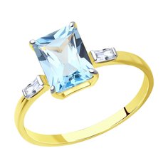 Кольцо из желтого золота р. 16,5 Diamant 53-310-01552-1, фианит/топаз