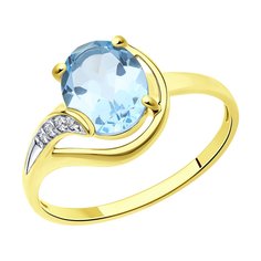 Кольцо из желтого золота р. 17,5 Diamant 53-310-01561-2, фианит/топаз