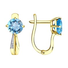 Серьги из желтого золота Diamant 53-320-00717-1, фианит/топаз
