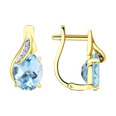 Серьги из желтого золота Diamant 53-320-01561-2, фианит/топаз