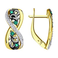 Серьги из желтого золота Diamant 53-220-01696-2, бриллиант/изумруд