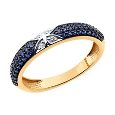 Кольцо из красного золота р. 18,5 SOKOLOV 71-00303, бриллиант/корунд искусственный