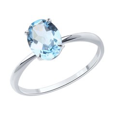 Кольцо из белого золота р. 18,5 Diamant 52-310-01929-1, топаз