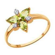 Кольцо из красного золота р. 17,5 Diamant 51-310-02329-4, фианит/хризолит