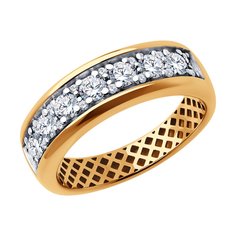 Кольцо обручальное из красного золота р. 20,5 Diamant 51-110-02052-1, фианит