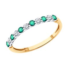 Кольцо из красного золота р. 18 Diamant 51-210-02325-2, бриллиант/изумруд