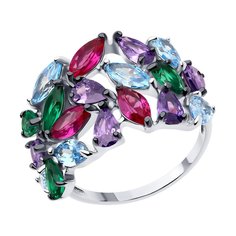 Кольцо из серебра р. 17 SOKOLOV 94014148, корунд искусственный/фианит