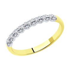 Кольцо обручальное из желтого золота р. 16 SOKOLOV 1012076-2, бриллиант