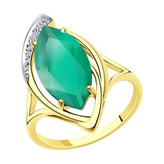 Кольцо из желтое золото р. 20,5 Diamant 53-310-00703-3, фианит/агат