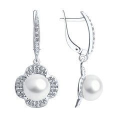 Серьги из серебра Diamant 94-321-01923-1, фианит/жемчуг