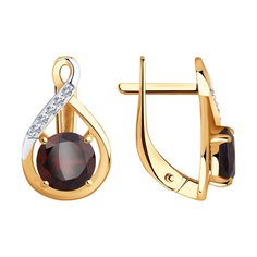 Серьги из красного золота Diamant 51-320-00715-2, фианит/гранат